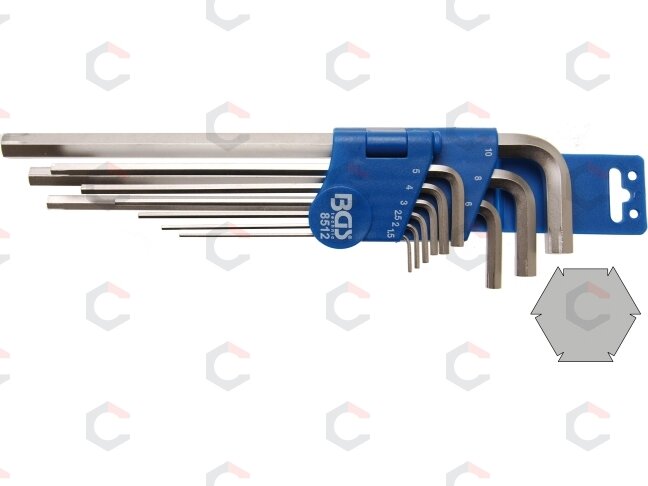Specialus L tipo raktų rinkinys | Hex šešiakampis 1,5 - 10 mm | 9 vnt. (8512) Specialus L tipo raktų rinkinys | Hex šešiakampis 1,5 - 10 mm | 9 vnt. (8512)