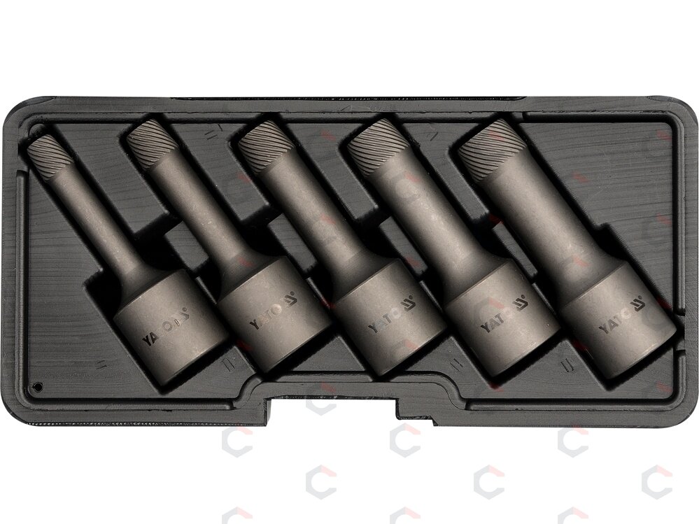 Specialus antgalių rinkinys / sraigtiniai ištraukikliai | 12,5 mm (1/2") | 8 - 16 mm | 5 vnt. (YT-0624) Specialus antgalių rinkinys / sraigtiniai ištraukikliai | 12,5 mm (1/2") | 8 - 16 mm | 5 vnt. (YT-0624)
