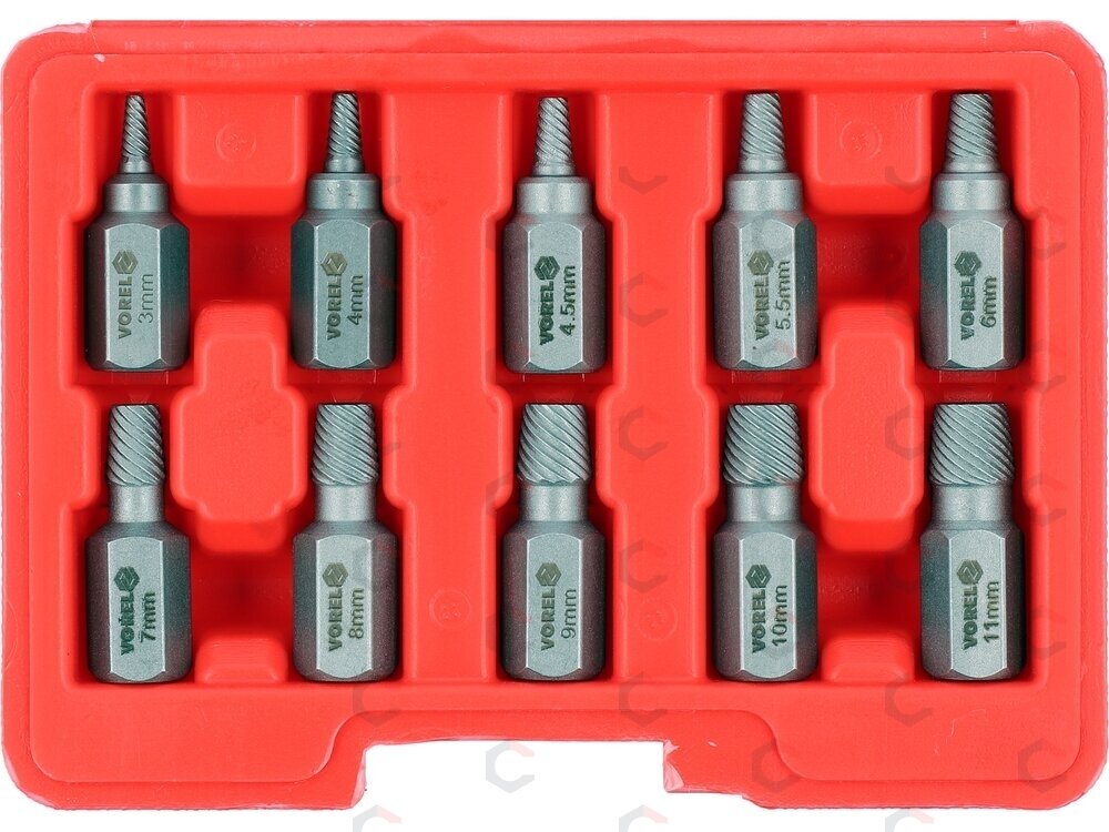 Sraigtiniai ištraukikliai | sugadintiems Hex/Torx/Spline | 3–11 mm | 10 vnt. (24007) 1 Sraigtiniai ištraukikliai | sugadintiems Hex/Torx/Spline | 3–11 mm | 10 vnt. (24007) 1