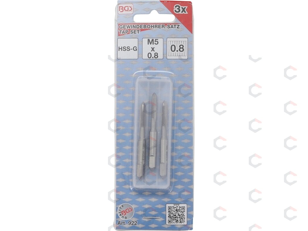 Sriegikliai | pirmas / vidurinis / galutinis sriegimas | M5 x 0.8 | 3 vnt. (922) 3 Sriegikliai | pirmas / vidurinis / galutinis sriegimas | M5 x 0.8 | 3 vnt. (922) 3