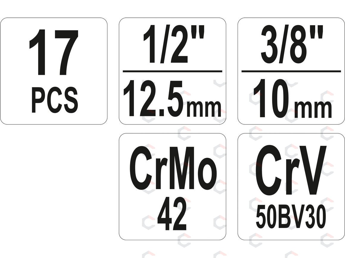 Sraigtinių galvučių ir smeigių išsukėjų rinkinys – universalus CrMo/CrV – 17 vnt. (YT-06033) 6 Sraigtinių galvučių ir smeigių išsukėjų rinkinys – universalus CrMo/CrV – 17 vnt. (YT-06033) 6