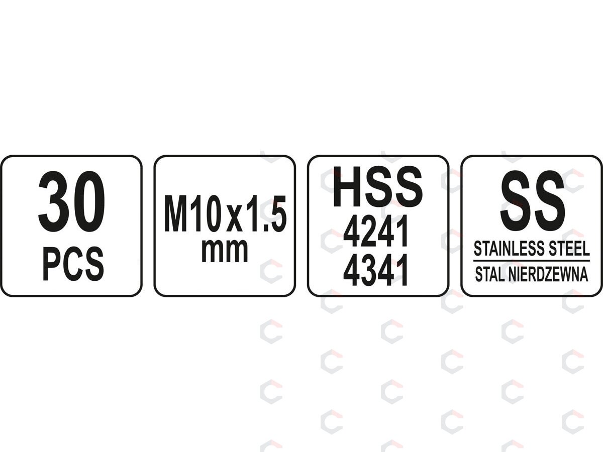 Sriegio remonto rinkinys | M10 x 1.5 | 30 vnt. (YT-17634) 3 Sriegio remonto rinkinys | M10 x 1.5 | 30 vnt. (YT-17634) 3