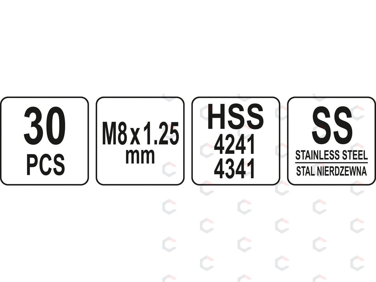 Sriegio remonto rinkinys | M8 x 1.25 | 30 vnt. (YT-17633) 3 Sriegio remonto rinkinys | M8 x 1.25 | 30 vnt. (YT-17633) 3