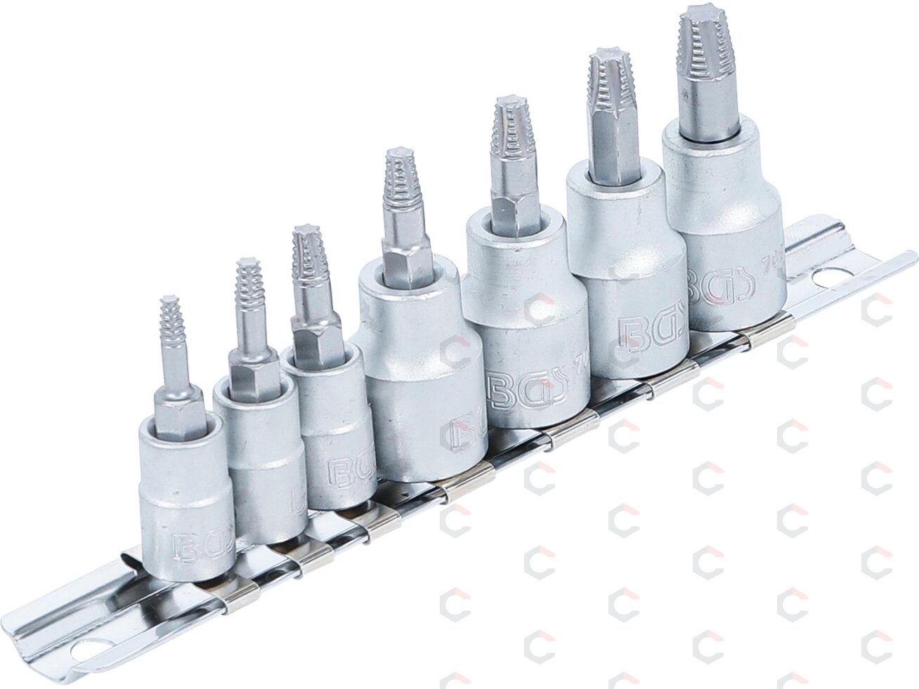 Sraigtiniai ištraukikliai | | 6,3 mm (1/4") / 10 mm (3/8") | pažeistam T-Star (Torx) T10 - T40 | 7 vnt. (7098) Sraigtiniai ištraukikliai | | 6,3 mm (1/4") / 10 mm (3/8") | pažeistam T-Star (Torx) T10 - T40 | 7 vnt. (7098)