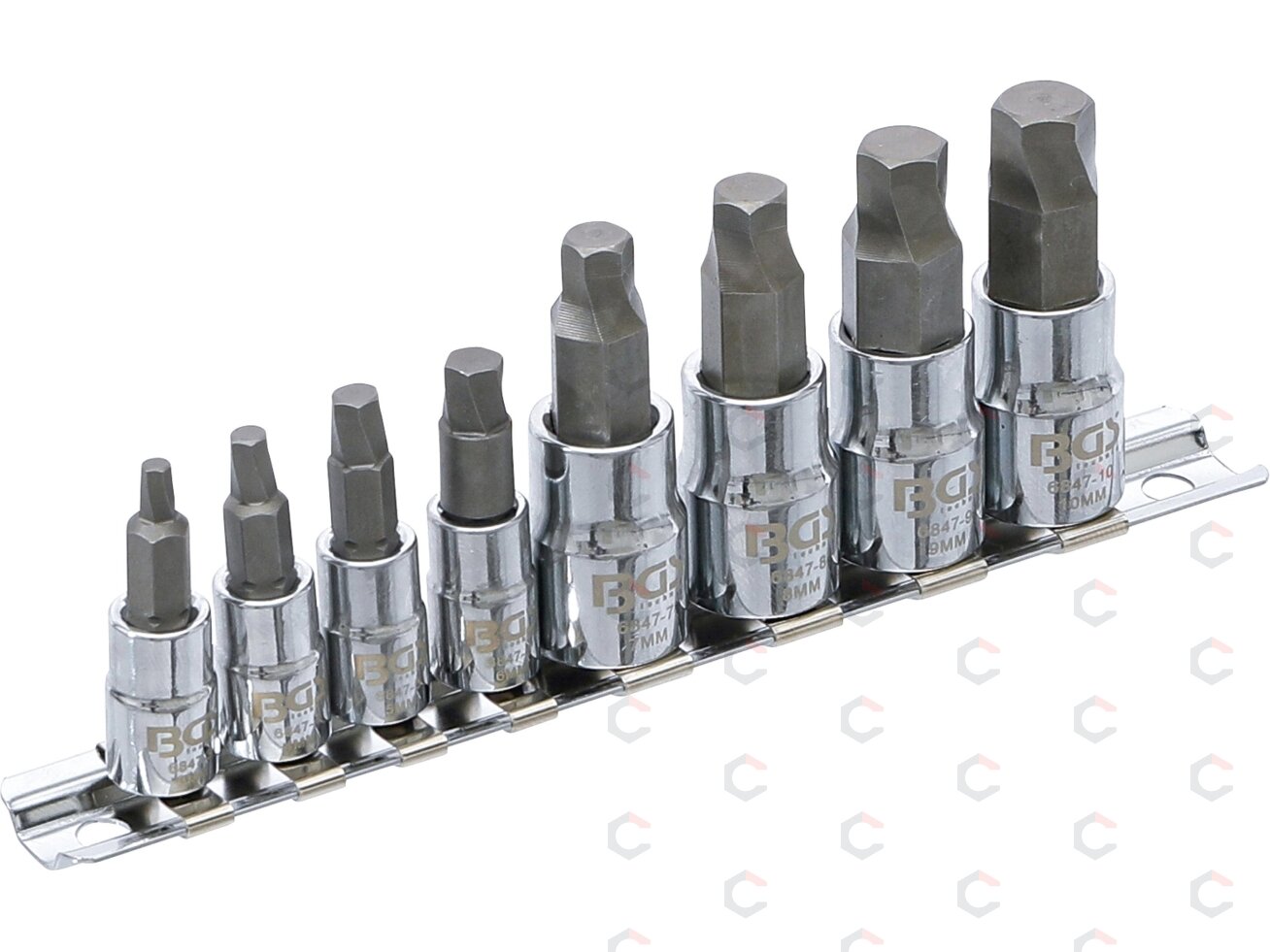 Sraigtiniai ištraukikliai | pažeistam hex | 6.3 mm (1/4") / 10 mm (3/8") | 3 - 10 mm | 8 vnt. (6847) Sraigtiniai ištraukikliai | pažeistam hex | 6.3 mm (1/4") / 10 mm (3/8") | 3 - 10 mm | 8 vnt. (6847)