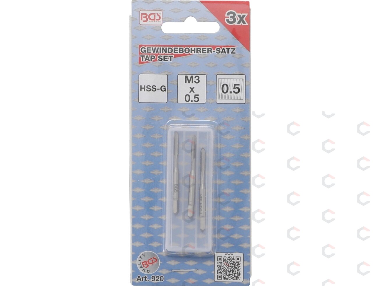 Sriegikliai | pirmas / vidurinis / galutinis sriegimas | M3 x 0.5 | 3 vnt. (920) 3 Sriegikliai | pirmas / vidurinis / galutinis sriegimas | M3 x 0.5 | 3 vnt. (920) 3