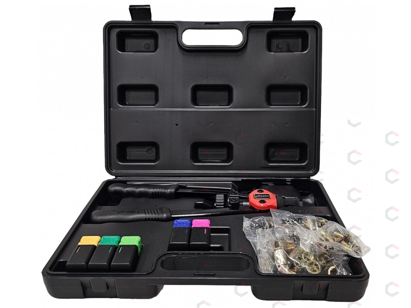 Srieginis kniediklis su kniedžių rinkiniu | M5–M12 | 330 mm | 50 vnt. (M49570) 1 Srieginis kniediklis su kniedžių rinkiniu | M5–M12 | 330 mm | 50 vnt. (M49570) 1