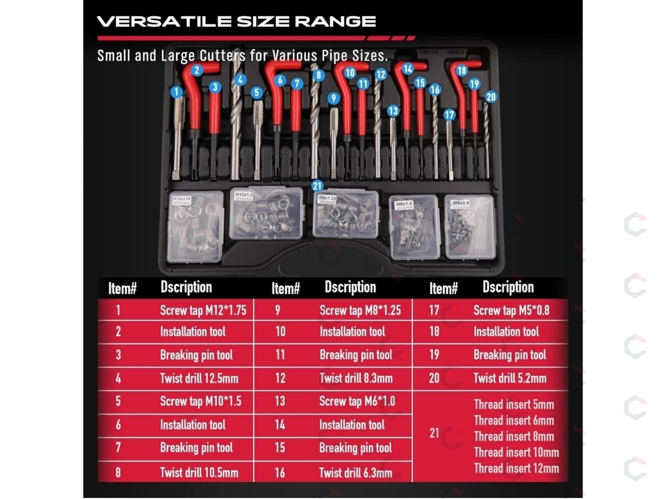Sriegio remonto rinkinys | M5 - M12 | HSS4241 | 320 vnt. (SK091320) 9 Sriegio remonto rinkinys | M5 - M12 | HSS4241 | 320 vnt. (SK091320) 9