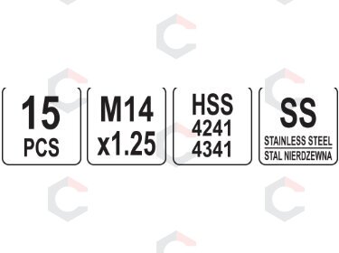 Sriegių remonto rinkinys | M14 x 1,25 mm | 15 vnt. (YT-17686) 1 Sriegių remonto rinkinys | M14 x 1,25 mm | 15 vnt. (YT-17686) 1
