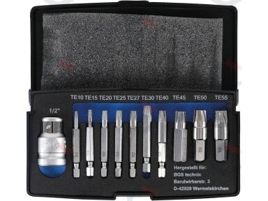 Sraigtiniai ištraukikliai | sugadintiems T-Star (Torx) T10 - T55 | 11 vnt. (9170) Sraigtiniai ištraukikliai | sugadintiems T-Star (Torx) T10 - T55 | 11 vnt. (9170)