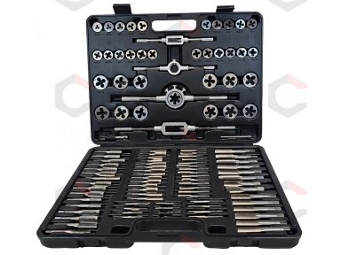 Sriegiklių ir sriegpjovių komplektas | M2 - M18 | 110 vnt. (ES-68110) Sriegiklių ir sriegpjovių komplektas | M2 - M18 | 110 vnt. (ES-68110)