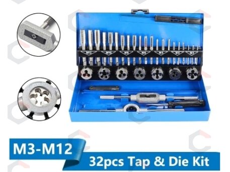 Sriegiklių ir sriegpjovių rinkinys | M3-M12 | 32 vnt. (SK1632) 4 Sriegiklių ir sriegpjovių rinkinys | M3-M12 | 32 vnt. (SK1632) 4