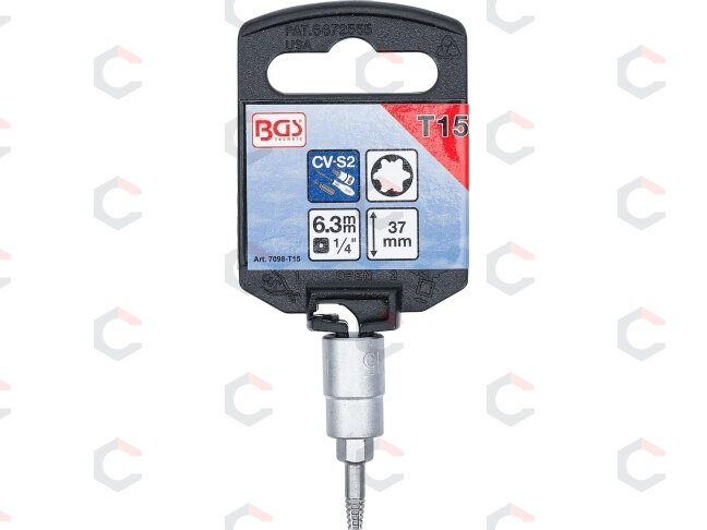 Sraigtinis ištraukimo antgalis | 6,3 mm (1/4") | pažeistam T-Star (Torx) T15 (7098-T15) 1
