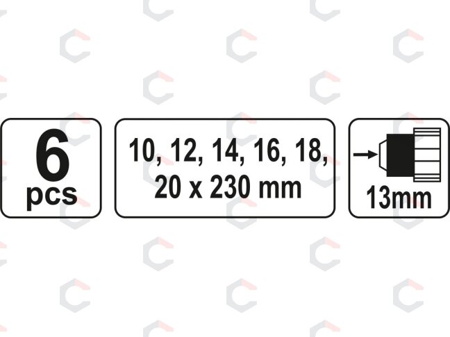 Sraigtinių grąžtų rinkinys | 230 mm | FI-10-20 mm | 6 vnt (YT-3298) 2