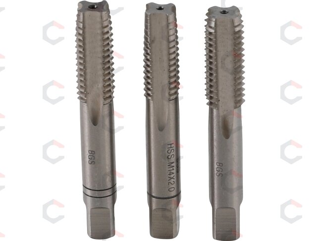 Sriegikliai | pirmas / vidurinis / galutinis sriegimas | M14 x 2.0 | 3 vnt. (927) 4 Sriegikliai | pirmas / vidurinis / galutinis sriegimas | M14 x 2.0 | 3 vnt. (927) 4