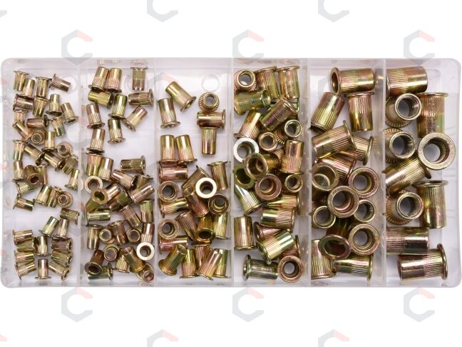 Srieginės kniedės | plieninės | M3-M10 | 150 vnt. (SK01099) Srieginės kniedės | plieninės | M3-M10 | 150 vnt. (SK01099)