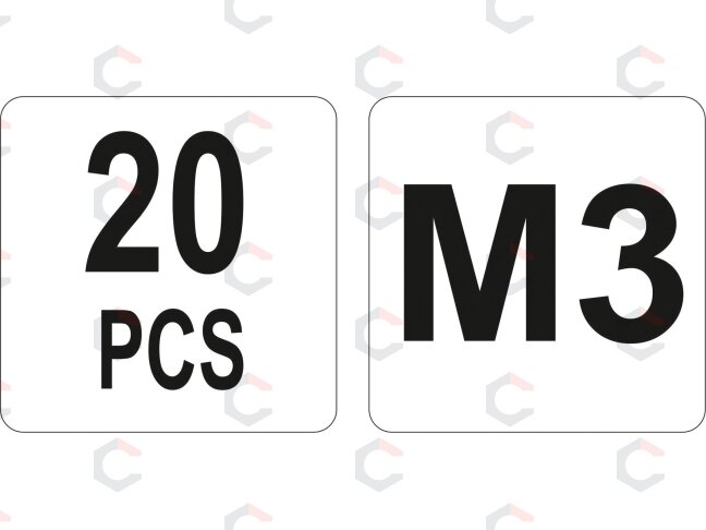 Srieginės kniedės plieninės | M3/20 vnt. (YT-36470) 2 Srieginės kniedės plieninės | M3/20 vnt. (YT-36470) 2