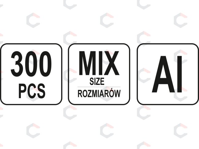 Kniedinių veržlių rinkinys aliumininės ir plieninės M3–M10 300 vnt. (YT-36480) 3 Kniedinių veržlių rinkinys aliumininės ir plieninės M3–M10 300 vnt. (YT-36480) 3