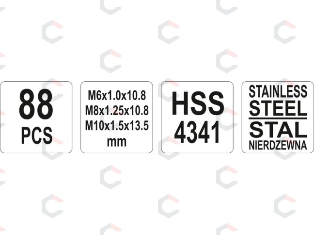 Sriegio atnaujinimo, remonto rinkinys | M6x1/M8x1,25/M10x1,5. | 88 vnt (YT-1769) 3