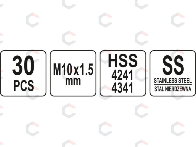 Sriegio remonto rinkinys | M10 x 1.5 | 30 vnt. (YT-17634) 3 Sriegio remonto rinkinys | M10 x 1.5 | 30 vnt. (YT-17634) 3