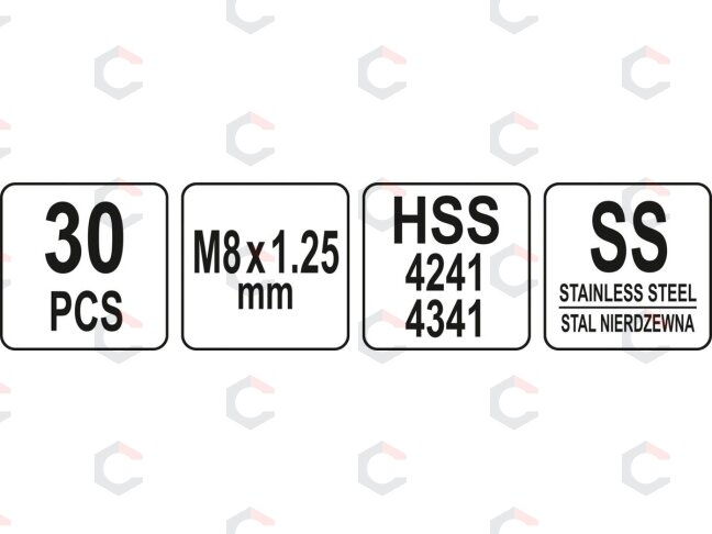 Sriegio remonto rinkinys | M8 x 1.25 | 30 vnt. (YT-17633) 3 Sriegio remonto rinkinys | M8 x 1.25 | 30 vnt. (YT-17633) 3