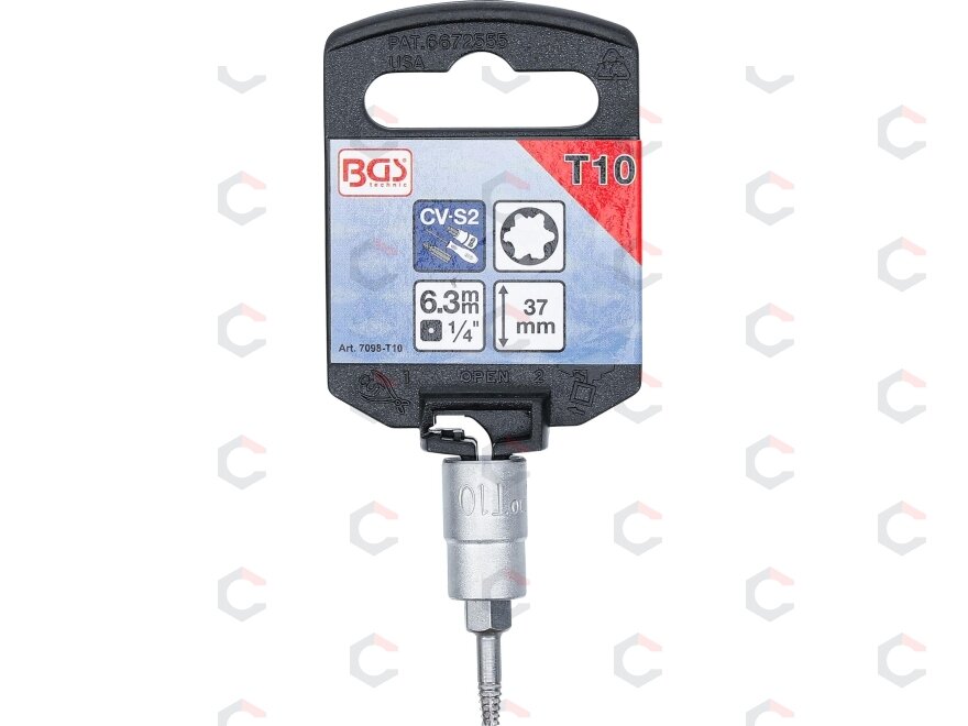Sraigtinis ištraukimo antgalis | 6,3 mm (1/4") | pažeistam T-Star (Torx) T10 (7098-T10) 1 Sraigtinis ištraukimo antgalis | 6,3 mm (1/4") | pažeistam T-Star (Torx) T10 (7098-T10) 1