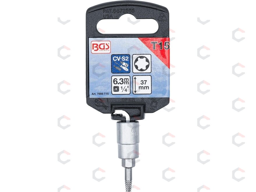 Sraigtinis ištraukimo antgalis | 6,3 mm (1/4") | pažeistam T-Star (Torx) T15 (7098-T15) 1
