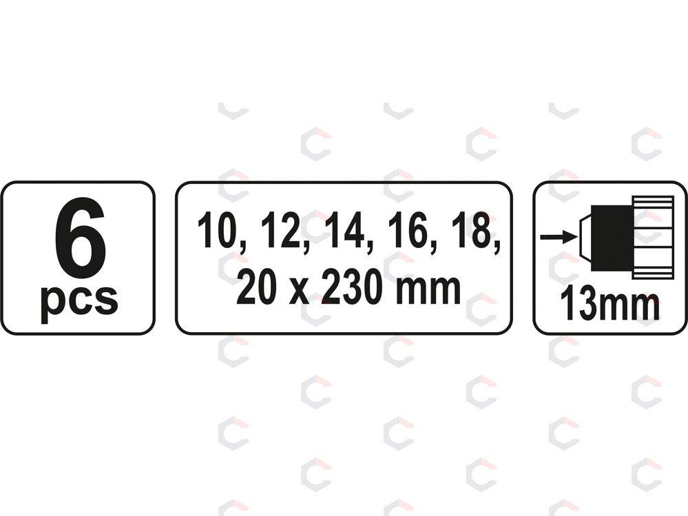 Sraigtinių grąžtų rinkinys | 230 mm | FI-10-20 mm | 6 vnt (YT-3298) 2