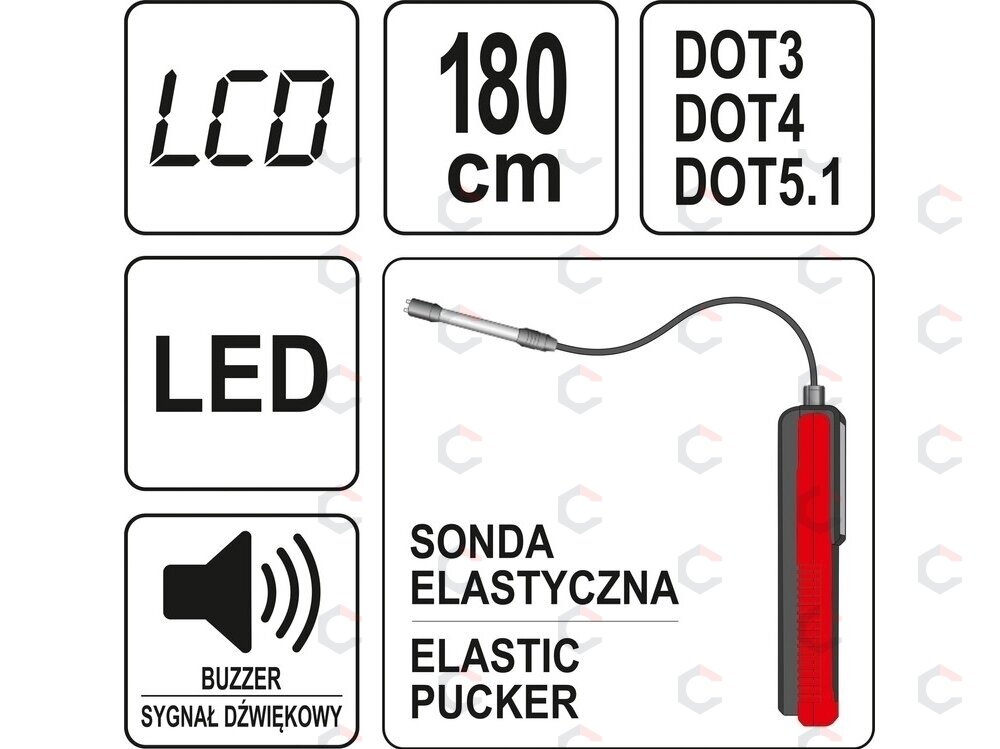 Stabdžių skysčio testeris | LCD ekranas | lankstus zondas | 6 led (YT-72985) 5