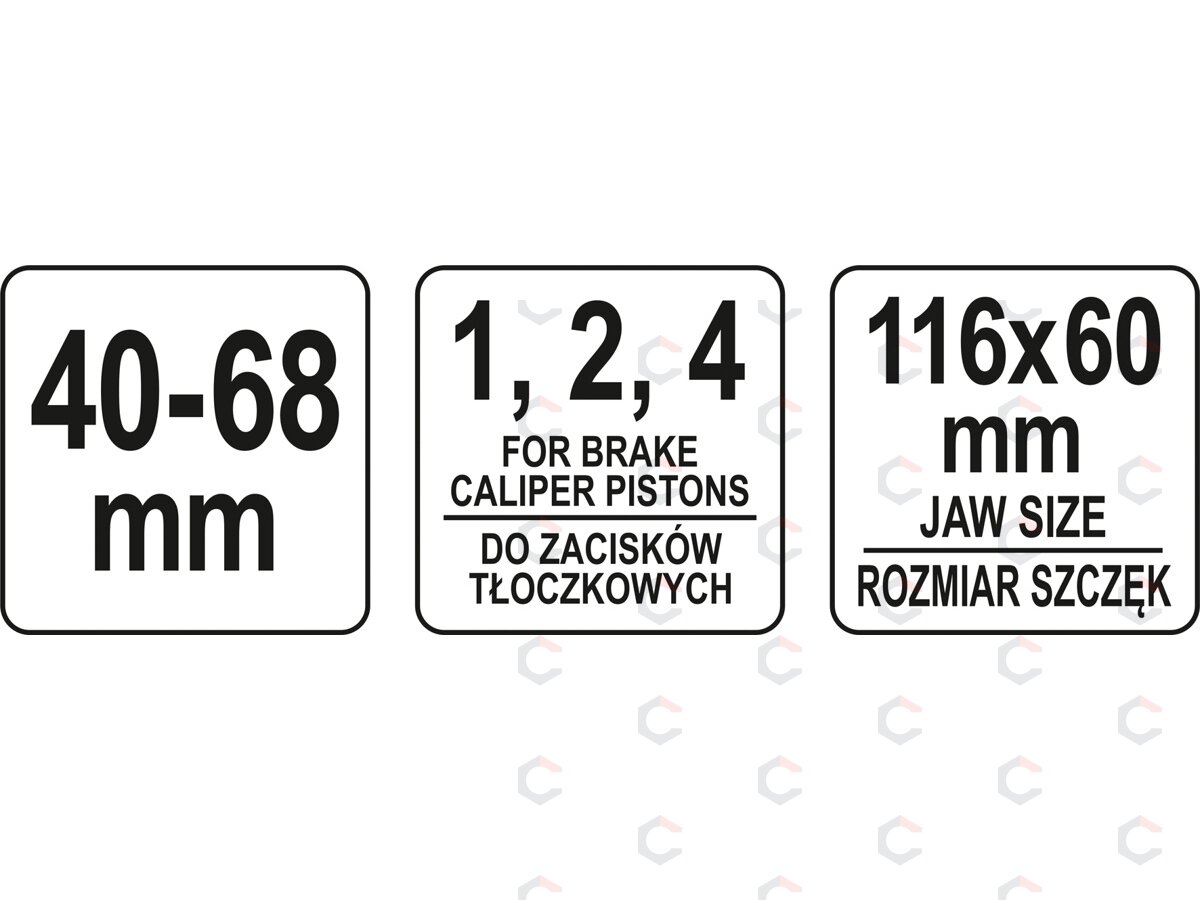 Stabdžių stūmoklio atstatymo įrankis | su terkšlės funkcija | 40-68 mm (YT-06805) 5