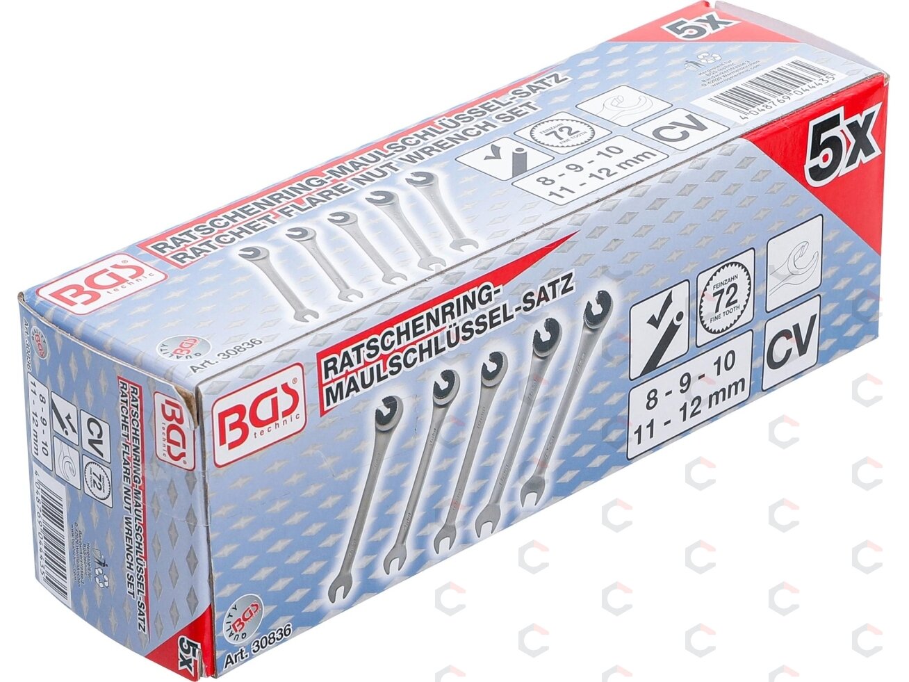 Atvirų terkšlinių raktų rinkinys BGS | 8–12 mm | 5 vnt. (30836) 5 Atvirų terkšlinių raktų rinkinys BGS | 8–12 mm | 5 vnt. (30836) 5