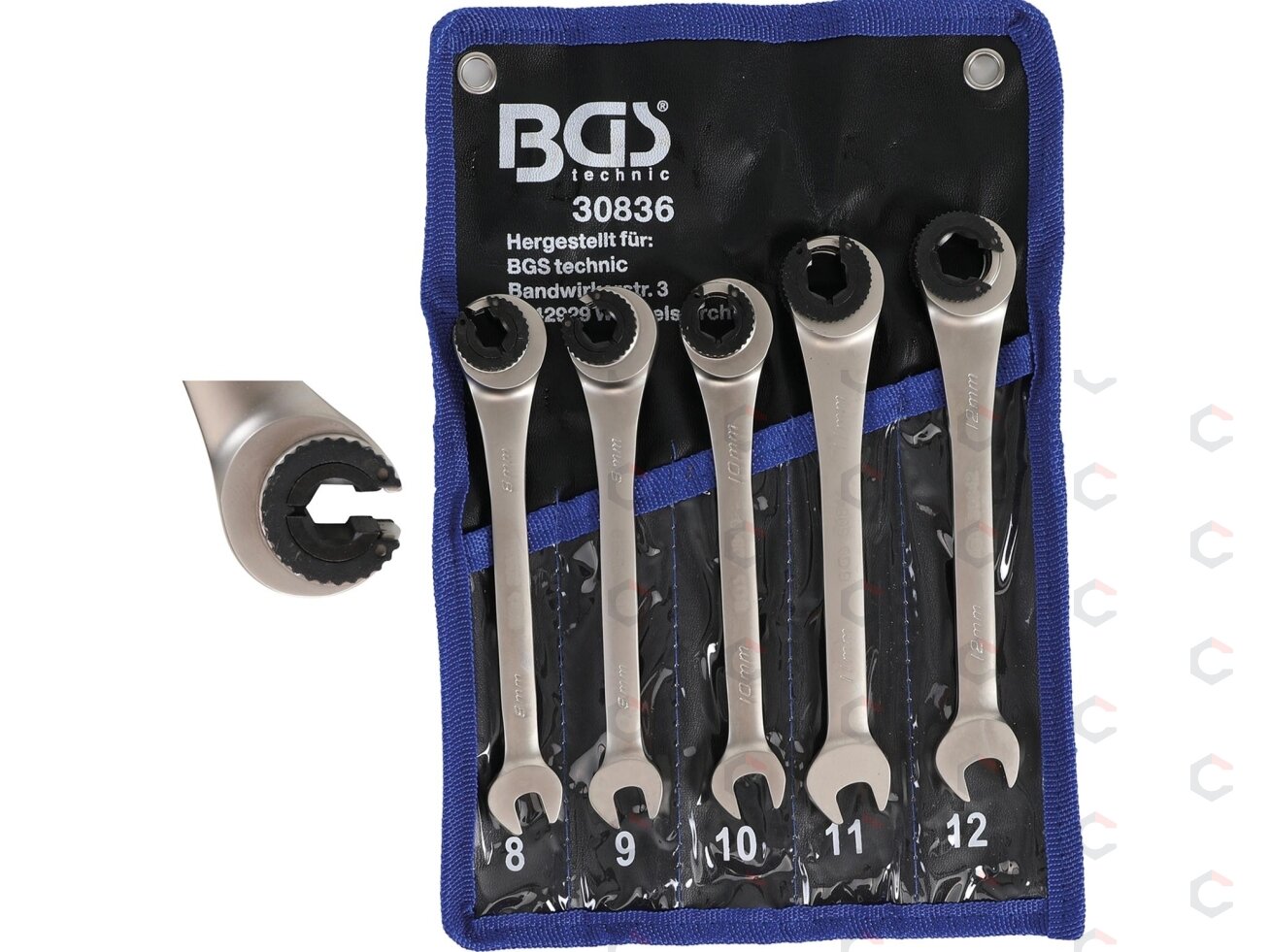 Atvirų terkšlinių raktų rinkinys BGS | 8–12 mm | 5 vnt. (30836) 6 Atvirų terkšlinių raktų rinkinys BGS | 8–12 mm | 5 vnt. (30836) 6