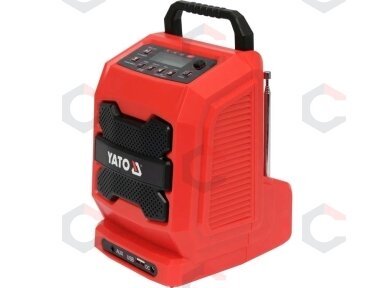Statybinis radijas – 18 V akumuliatorius + 230 V, FM/AM/Bluetooth/AUX (YT-82940) Statybinis radijas – 18 V akumuliatorius + 230 V, FM/AM/Bluetooth/AUX (YT-82940)