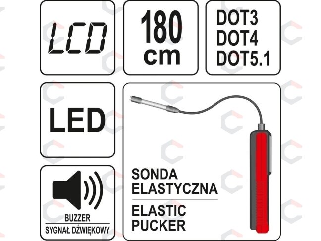 Stabdžių skysčio testeris | LCD ekranas | lankstus zondas | 6 led (YT-72985) 5