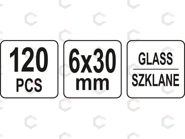 Stiklinių saugiklių asortimentas | 6X30 mm | 120 vnt. (YT-83130) 2