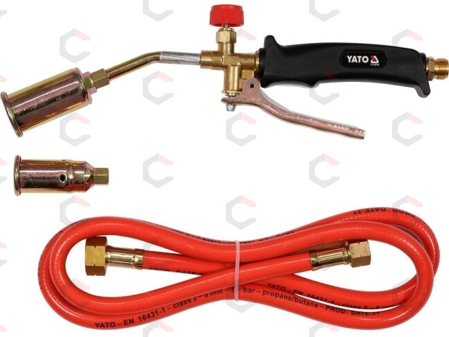 Stogo degiklis su žarna ir dviem antgaliais (YT-36740) Stogo degiklis su žarna ir dviem antgaliais (YT-36740)