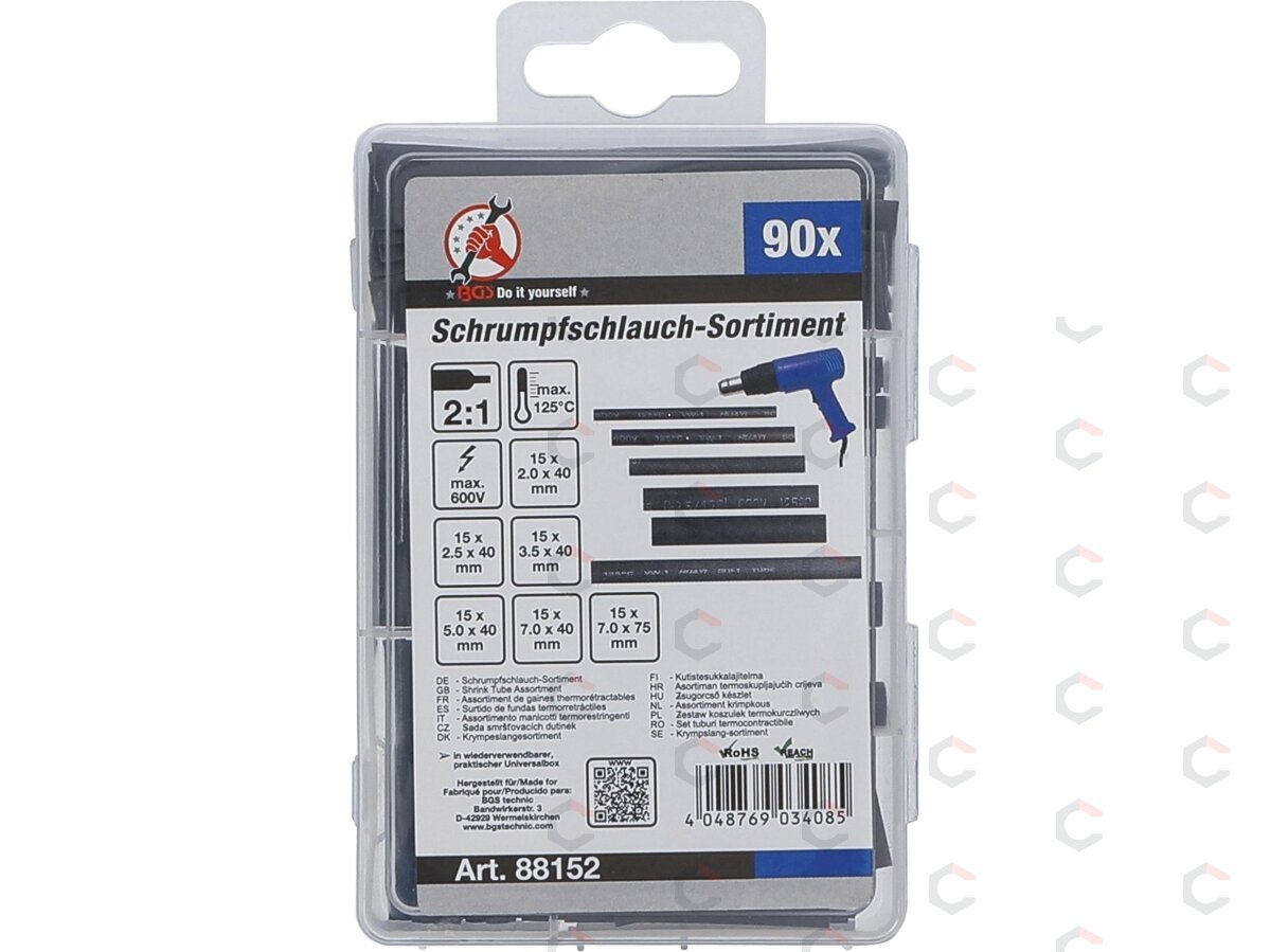 Susitraukiančių šlangelių (kembrikų) rinkinys | juodi | 90 vnt. (88152) 2 Susitraukiančių šlangelių (kembrikų) rinkinys | juodi | 90 vnt. (88152) 2