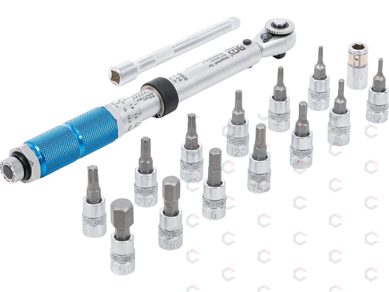 Dinamometrinio rakto rinkinys | 6,3 mm (1/4") | 3–24 Nm | 16 vnt. (72088) 1 Dinamometrinio rakto rinkinys | 6,3 mm (1/4") | 3–24 Nm | 16 vnt. (72088) 1