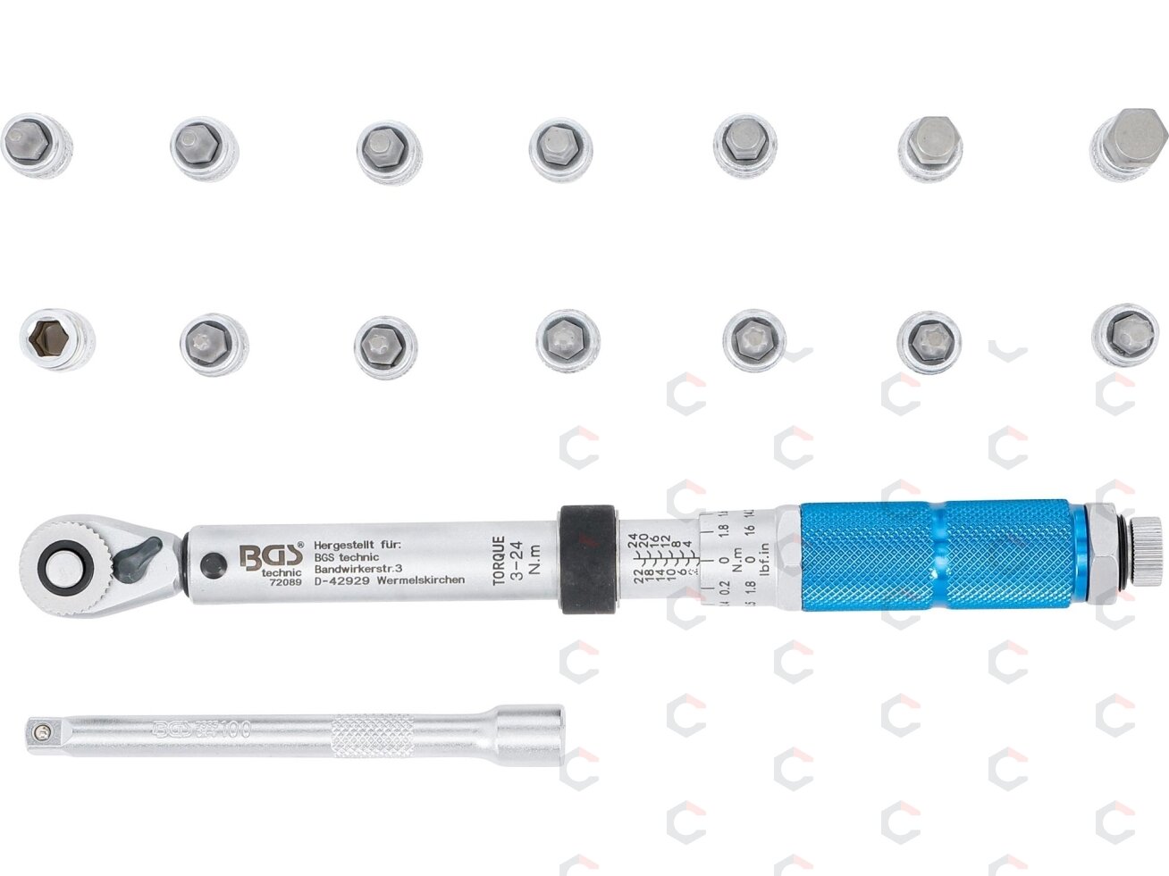 Dinamometrinio rakto rinkinys | 6,3 mm (1/4") | 3–24 Nm | 16 vnt. (72088) 5 Dinamometrinio rakto rinkinys | 6,3 mm (1/4") | 3–24 Nm | 16 vnt. (72088) 5