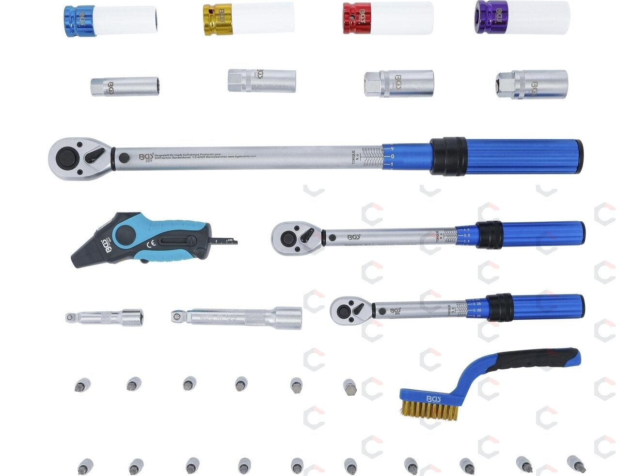Sukimo momento veržliarakčių rinkinys | 6,3 mm (1/4"), 10 mm (3/8"), 12,5 mm (1/2") | 31 vnt. (74305) 6 Sukimo momento veržliarakčių rinkinys | 6,3 mm (1/4"), 10 mm (3/8"), 12,5 mm (1/2") | 31 vnt. (74305) 6
