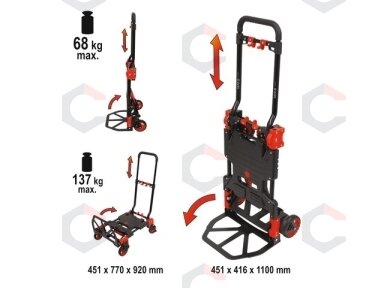 Sulankstomas transportavimo vežimėlis | 2 viename | keliamoji galia 137 kg (YT-37412) Sulankstomas transportavimo vežimėlis | 2 viename | keliamoji galia 137 kg (YT-37412)