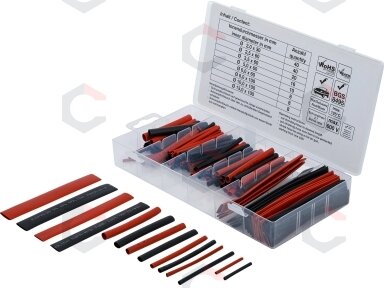Susitraukiančių žarnelių asortimentas | Raudona / juoda | 150 vnt. (9404) Susitraukiančių žarnelių asortimentas | Raudona / juoda | 150 vnt. (9404)