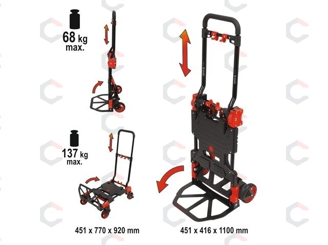 Sulankstomas transportavimo vežimėlis | 2 viename | keliamoji galia 137 kg (YT-37412) 1 Sulankstomas transportavimo vežimėlis | 2 viename | keliamoji galia 137 kg (YT-37412) 1
