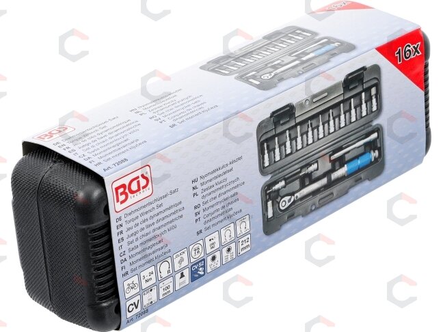 Dinamometrinio rakto rinkinys | 6,3 mm (1/4") | 3–24 Nm | 16 vnt. (72088) 6 Dinamometrinio rakto rinkinys | 6,3 mm (1/4") | 3–24 Nm | 16 vnt. (72088) 6