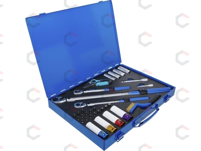 Sukimo momento veržliarakčių rinkinys | 6,3 mm (1/4"), 10 mm (3/8"), 12,5 mm (1/2") | 31 vnt. (74305) 3 Sukimo momento veržliarakčių rinkinys | 6,3 mm (1/4"), 10 mm (3/8"), 12,5 mm (1/2") | 31 vnt. (74305) 3