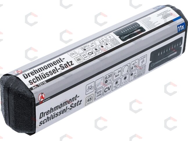 Dinamometrinio rakto rinkinys | 6,3 mm (1/4") | 2–24 Nm | 11 vnt. (72118) 7 Dinamometrinio rakto rinkinys | 6,3 mm (1/4") | 2–24 Nm | 11 vnt. (72118) 7