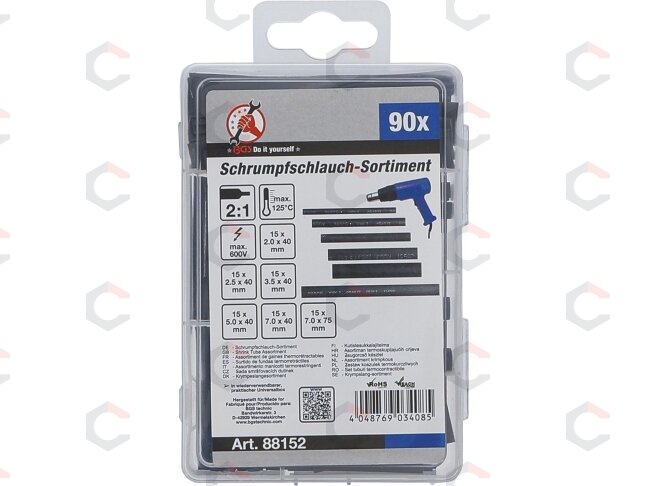 Susitraukiančių šlangelių (kembrikų) rinkinys | juodi | 90 vnt. (88152) 2 Susitraukiančių šlangelių (kembrikų) rinkinys | juodi | 90 vnt. (88152) 2