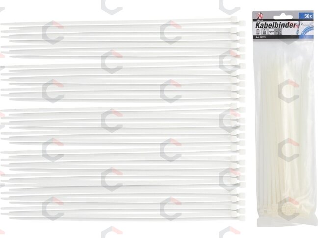Suveržimo dirželių asortimentas | balti | 4,8 x 250 mm | 50 vnt.. (80770) Suveržimo dirželių asortimentas | balti | 4,8 x 250 mm | 50 vnt.. (80770)
