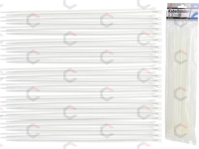 Suveržimo dirželių asortimentas | balti | 4,8 x 300 mm | 50 vnt. (80772)