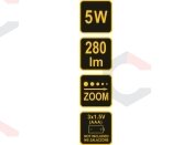 Šviesos diodų prožektorius 5W, 135X40MM (88555) 4 Šviesos diodų prožektorius 5W, 135X40MM (88555) 4